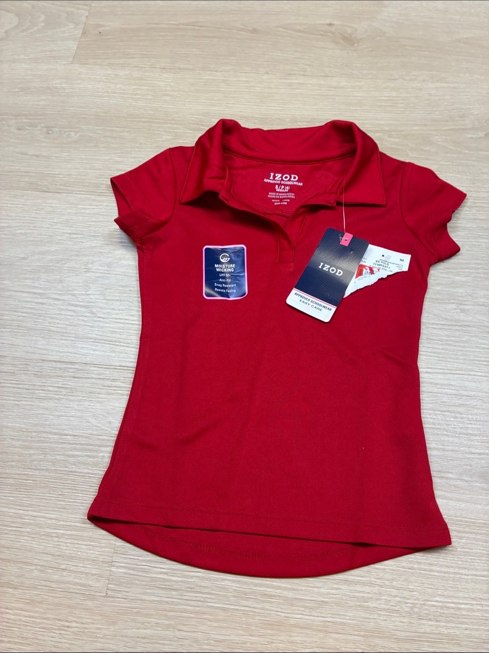 NEW Izod Girls Red Short Sleeve Polo Shirt School Uniform